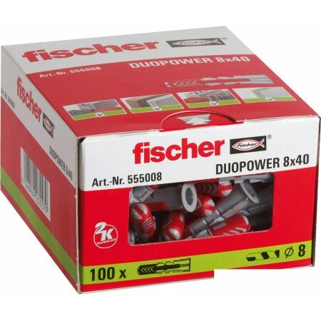 Дюбель универсальный Fischer DuoPower 8 x 40 555008 (100 шт)