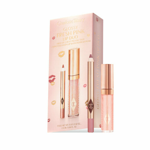 блеск для губ активатор коллагена collagen lip activator 7мл Набор для губ Charlotte Tilbury GLOSSY LIP DUO FRESH PINK