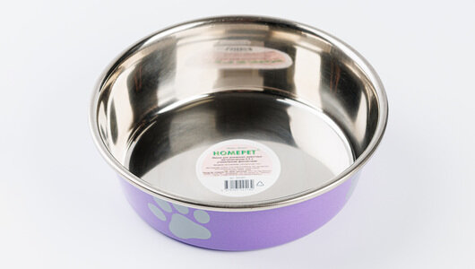Миска для домашних животных HOMEPET Heavy Лапки 0,9 л металлическая утяжеленная фиолетовая