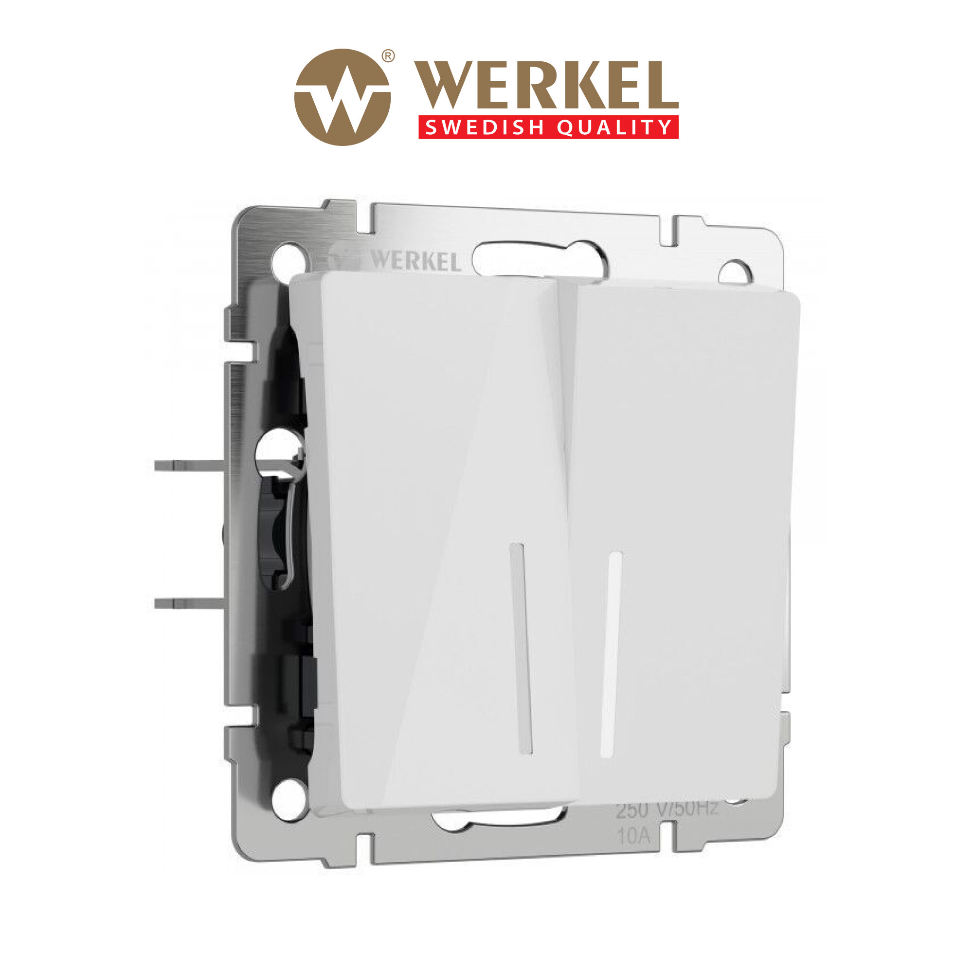 Выключатель двухклавишный с подсветкой Werkel W1120141 белый акрил IP20