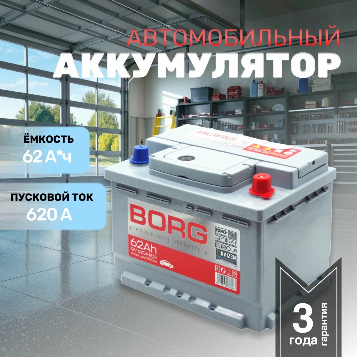 BORG Premium Asia 60B24R 55 А*ч 238/127/225 п. п. Прямая полярность