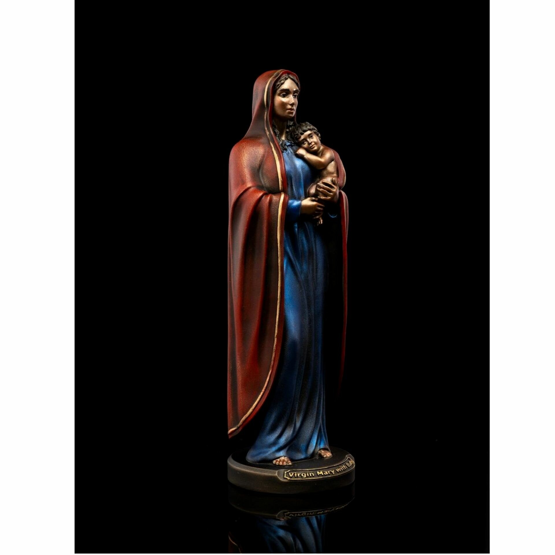 Статуэтка Дева Мария с младенцем, 19см, литьевой мрамор, цвет патина вернисаж — фото 1