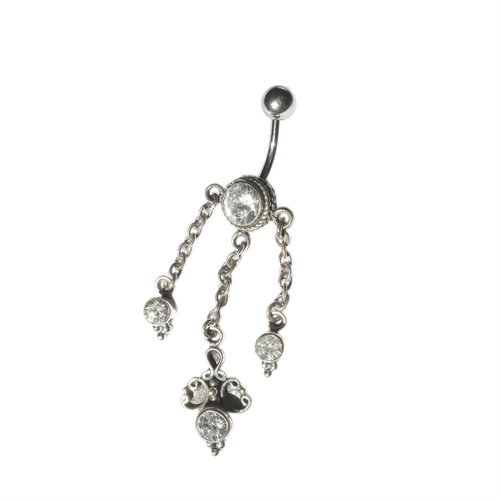 Пирсинг в пупок, размер 1.6 мм, серебряный браслет из кожи петлевой застежкой с геральдической лилией