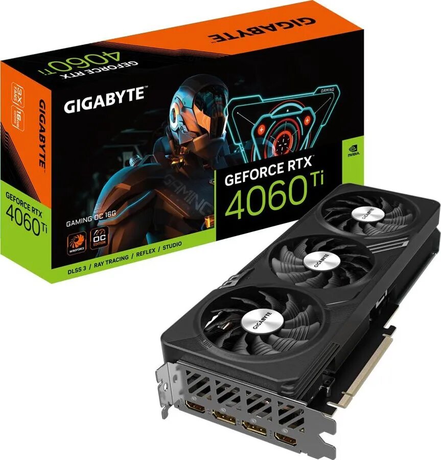 Gigabyte PCI-E 4.0 NVIDIA GeForce RTX 4060TI 16384Mb 128 GDDR6 GV-N406TGAMING OC-16GD
