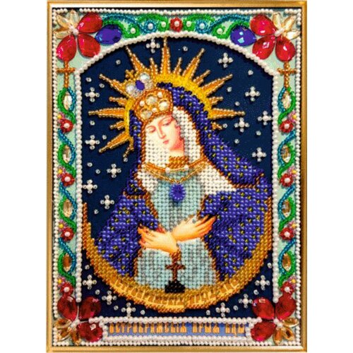 Набор для вышивания бисером с камнями и жемчугом К-08 Остробрамская икона Божией Матери 13х18 890₽