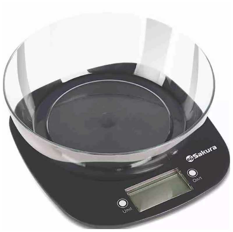 Кухонные весы Sakura электронные (SA-6078BK) 7кг черный