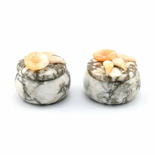 Шкатулка из ангидрита с цветком 757553 мм 67050 радуга камня 1290₽