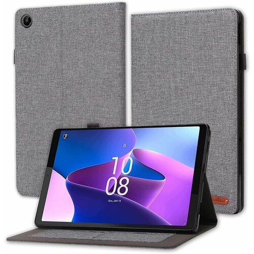 Холщовый откидной чехол MyPads для Lenovo Tab M10 Plus (3rd Gen) TB-125/TB-128, xiaoxin Pad 10,6 2022 серый