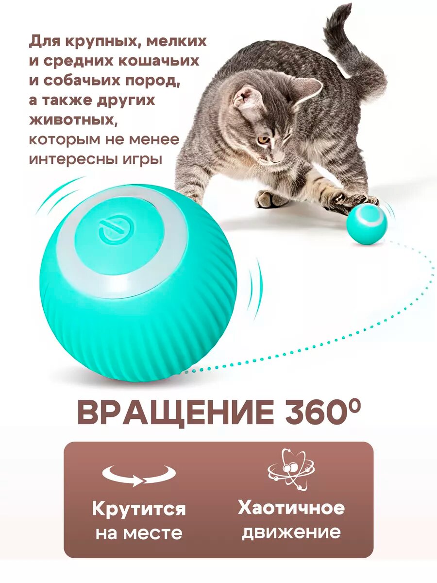 Игрушка-мяч для кошек и собак интерактивный — фото 1