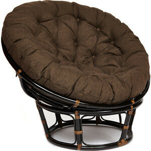 Кресло TetChair Papasan 23/01 W с подушкой Antique brown античный черно-коричневый/ткань коричневый 3М7-147