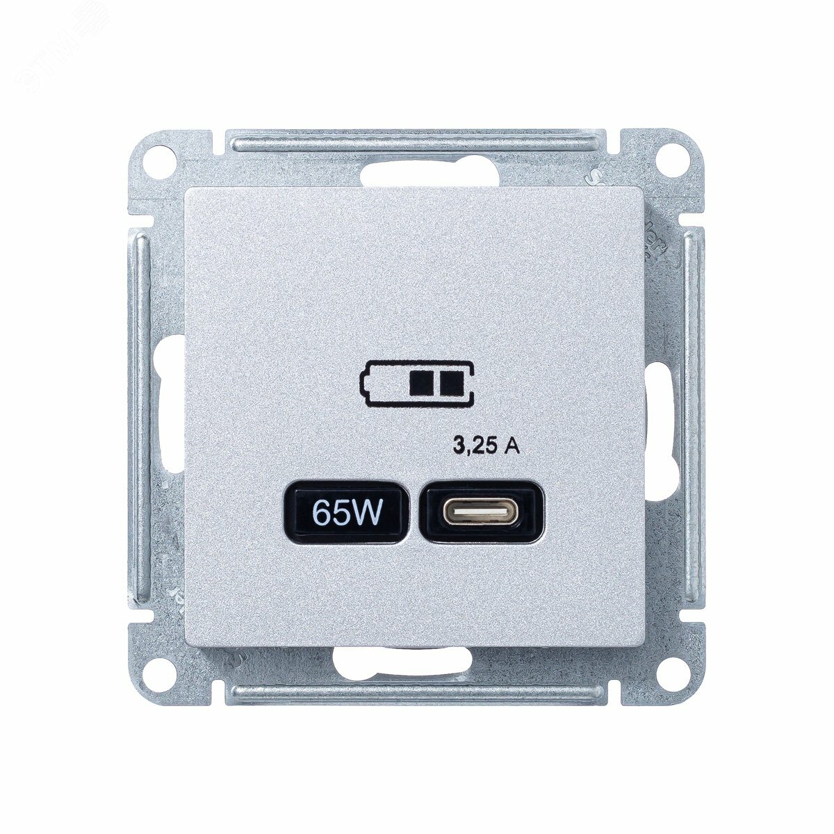 USB Розетка Systeme Electric (Schneider Electric) AtlasDesign тип-C 65W высокоскоростная зарядка QC, PD, механизм, АЛЮМИНИЙ - фото №4