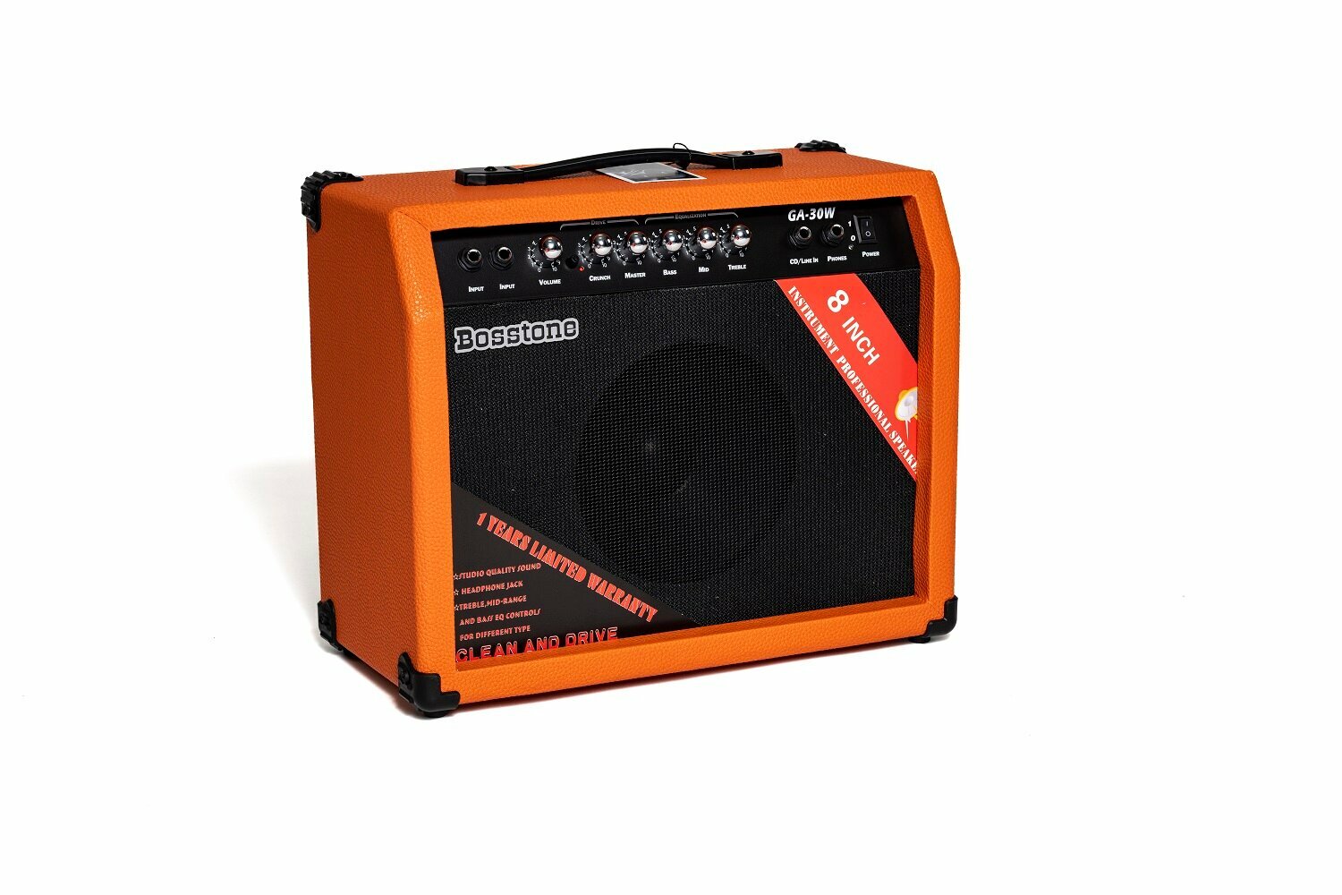 Bosstone GA-30W Orange Гитарный усилитель: Мощность 30 Ватт, Динамик 8". Чувствительность: 70 дБ