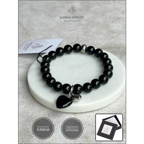 Браслет MARINS JEWELRY, агат, черный, серебристый