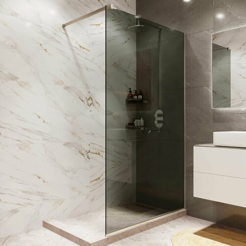 Душевая перегородка Walk In MEBELVANN 1100x2000 профиль хром тонированное стекло 8 мм