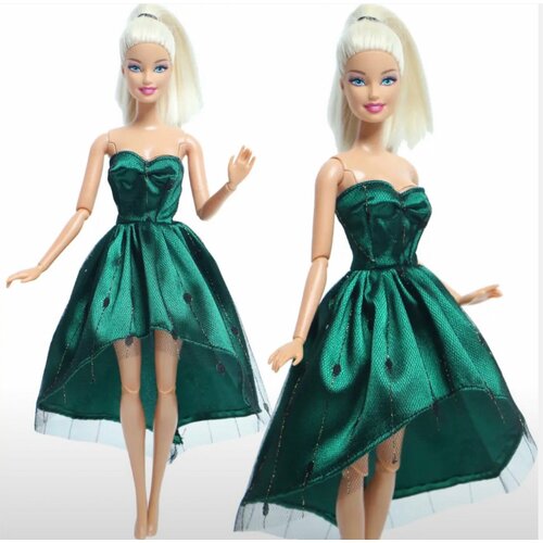 Изумрудное платье Fashion Via для кукол Барби