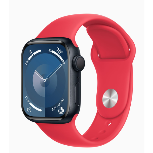 Умные часы Apple Watch Series 9 41mm Midnight Aluminum GPS Red Sport Band SM 3999900₽