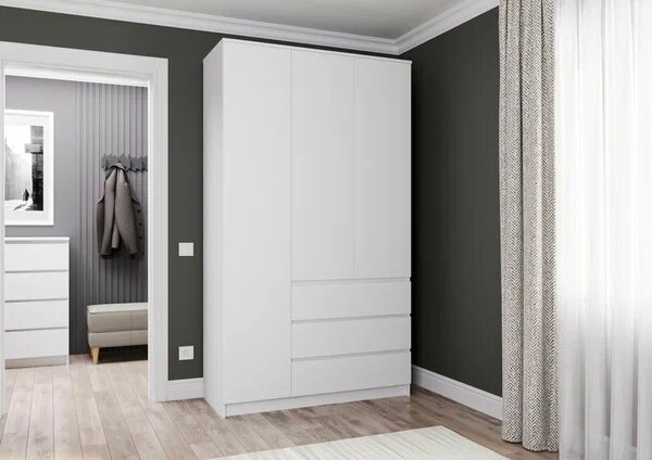 фото Шкаф распашной белый без ручек 120x50x210