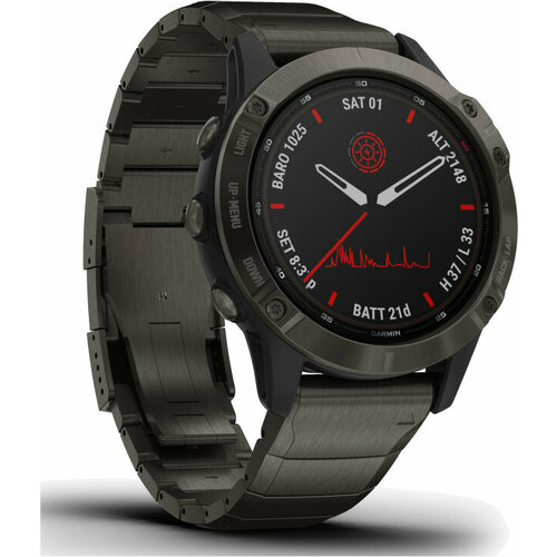 Garmin Fenix 6 Pro Solar carbon gray DLC титановый ремешок силиконовый ремешок 010-02410-23 Европа русский язык 8499000₽