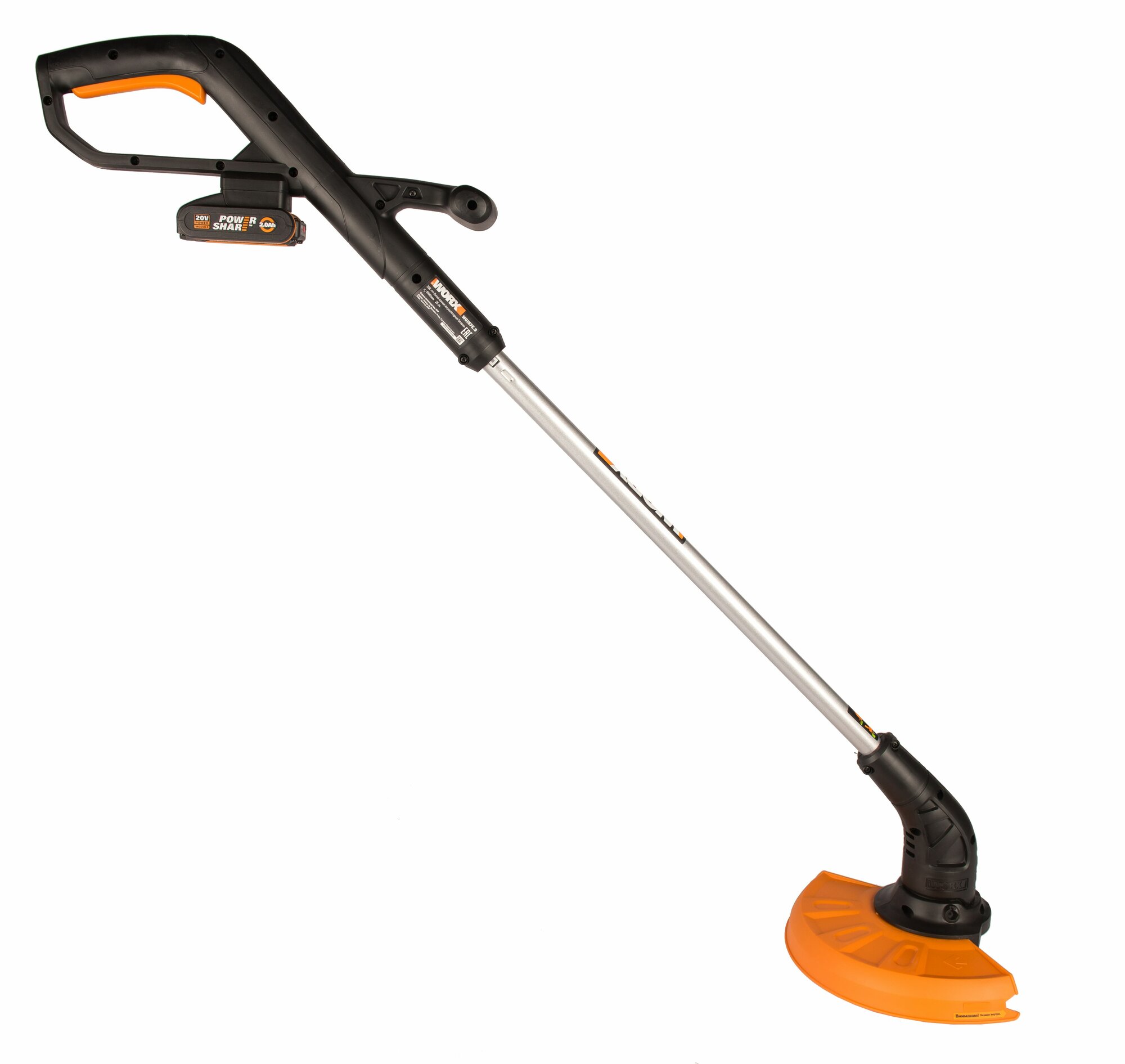 Изображение Триммер аккумуляторный WORX WG157E, 25 см, 20 В, АКБ 1,5 А-ч, ЗУ 0,4 А, коробка
