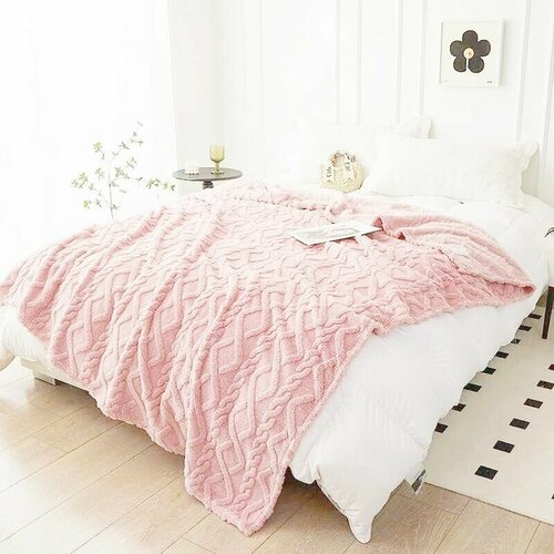 Плед Покрывало 200x230 Плюшевый (декор в стиле вязаной косички)