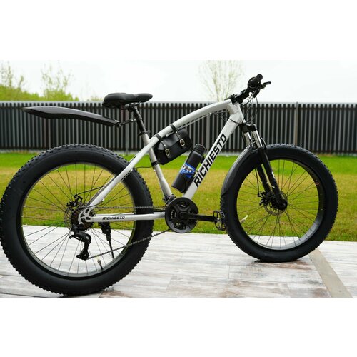 Велосипед фэтбайк Fatbike Richiesto 26 Вездеход На широких колесах Взрослый Подростковый серый глянец модель 2024 33100₽
