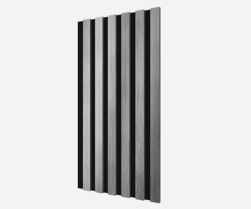 Изображение товара Акустическая панель, черный войлок, 600х300х19мм, рейки экополимер, хром матовый, комплект 2 шт.