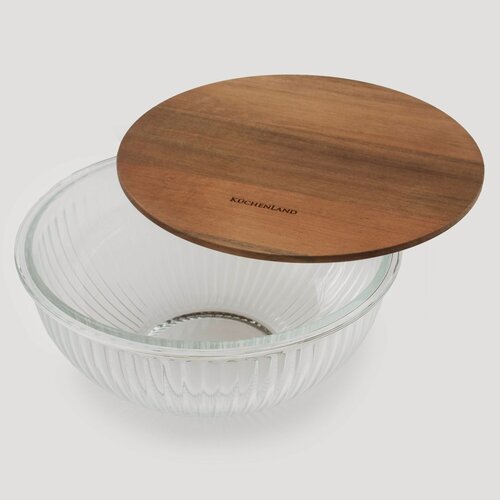Изображение товара Миска, 2 л, с крышкой, стекло Р/дерево, Ravi wood, Kuchenland