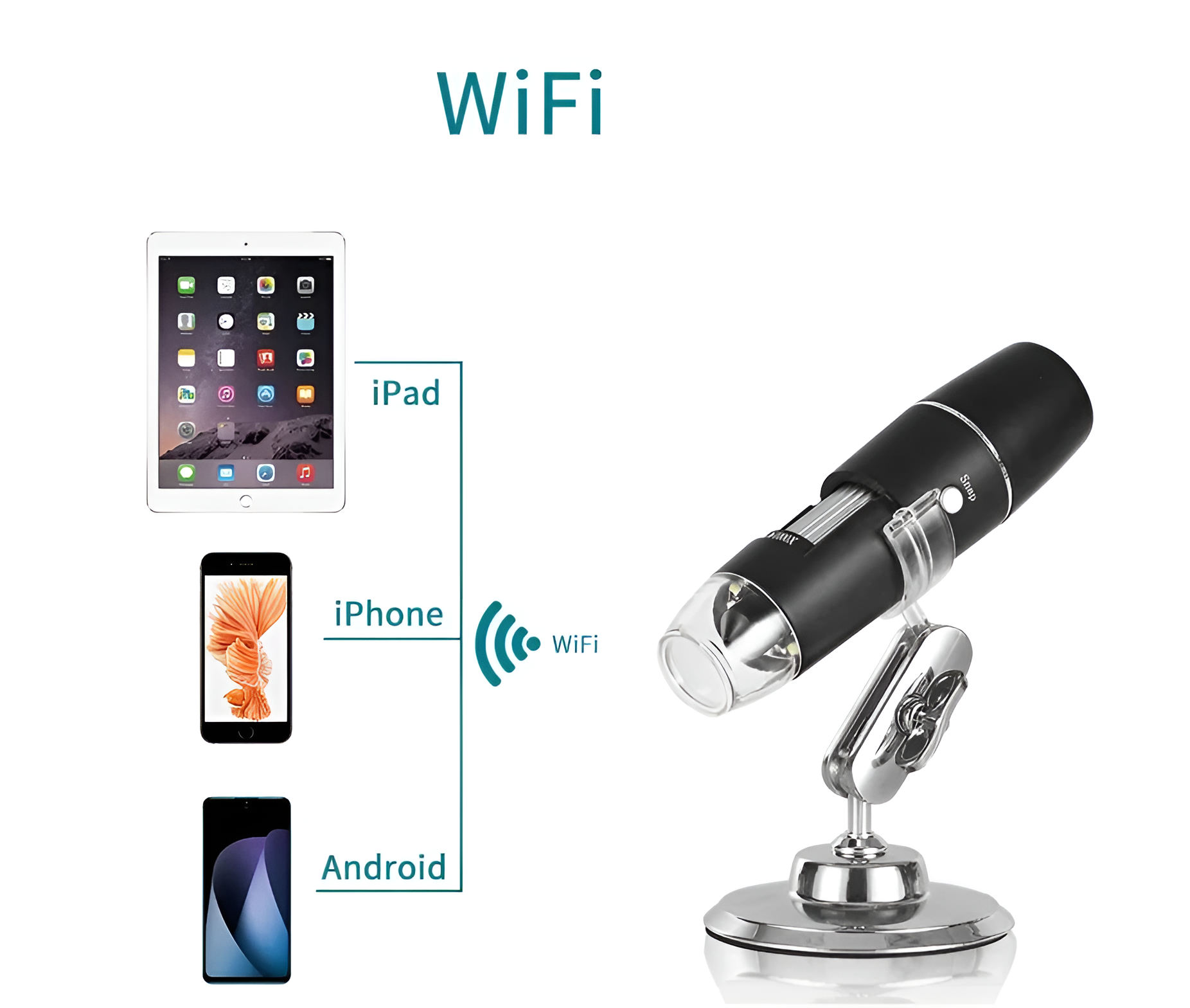 фото Цифровой USB WiFi микроскоп 1000Х портативный электронный Digital Microscope