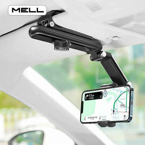 Держатель для телефона MELL автомобильный с креплением - клипсой на солнцезащитный козырек / автодержатель регулируемый