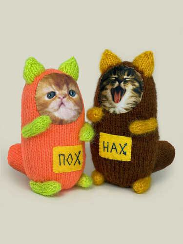 Изображение товара Мягкая игрушка "Пара котят" от Бюро Находок, полиэстер, холлофайбер, 17x17x13см, оранжевая