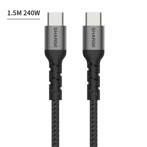 SHARGE E-MakerT ype C кабель 240 Вт 100 Вт USB C кабель быстрой зарядки 5A для iphone 15/15 pro/14/14 pro для Samsung Galaxy, 240W Black 5Ft 1.5M