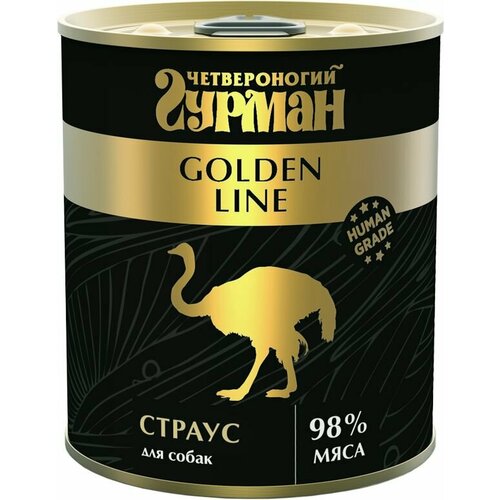 Корм консервированный для собак Четвероногий гурман "Golden line Страус", 12шт х 340 г
