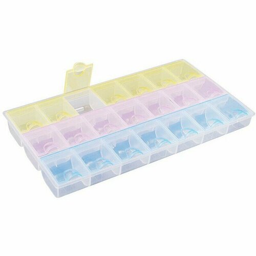 Органайзер для бисера/бусин/страз алмазной мозаики/Контейнер для бисера/Контейнер для хранения материалов для рукоделия, 21 ячейка
