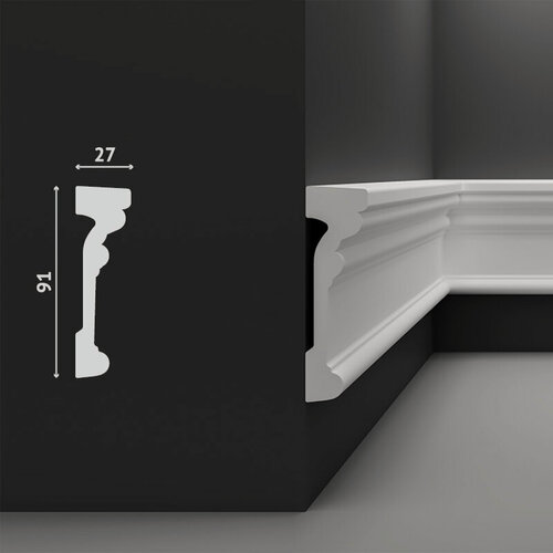 Изображение товара Молдинг для стен декоративный дюрополимер Decostar (Декостар), 91х27х2000 мм, SK-8 белый