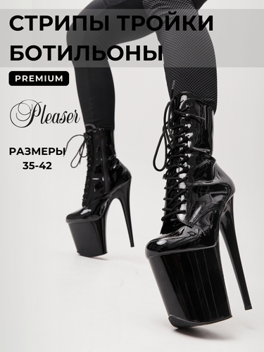 Изображение товара Ботильоны стрипы тройки Pleaser FLAM1020/B/M закрытые лаковые
