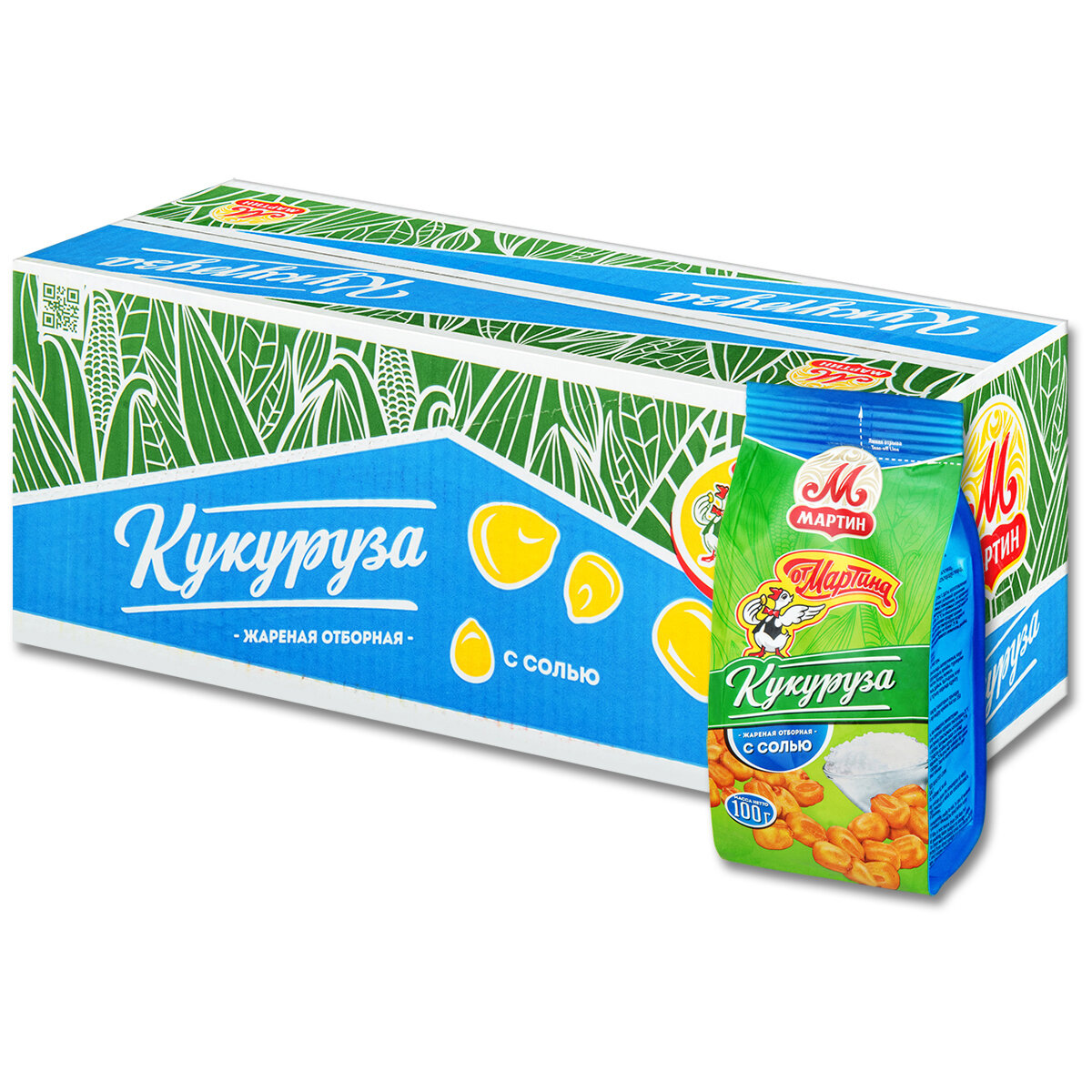 Кукуруза жареная От Мартина «С солью», 100 г, 20 шт.
