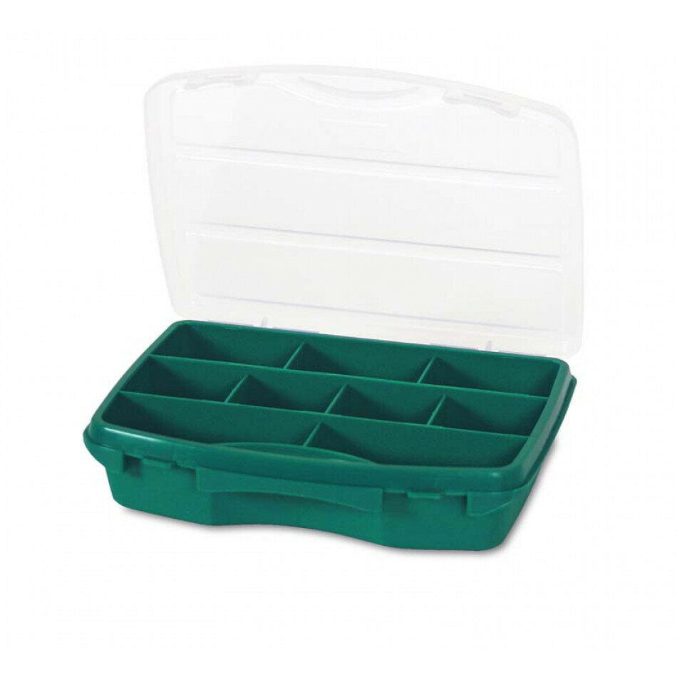 Ящик кейс органайзер для храния Tayg  190х150х42мм   литые перегородки  масса   0 15 кг   цвет  зеленый