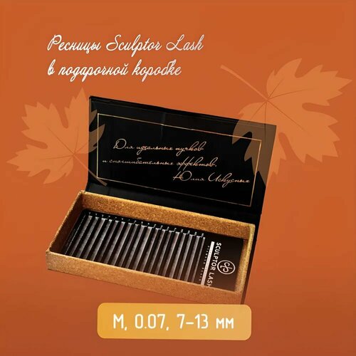 Ресницы (M, 0.07 мм, (7-13 мм)) для наращивания Sculptor Lash «DIAMOND BLACK GIFT», в подарочной коробке, 18-линий, микс (mix)