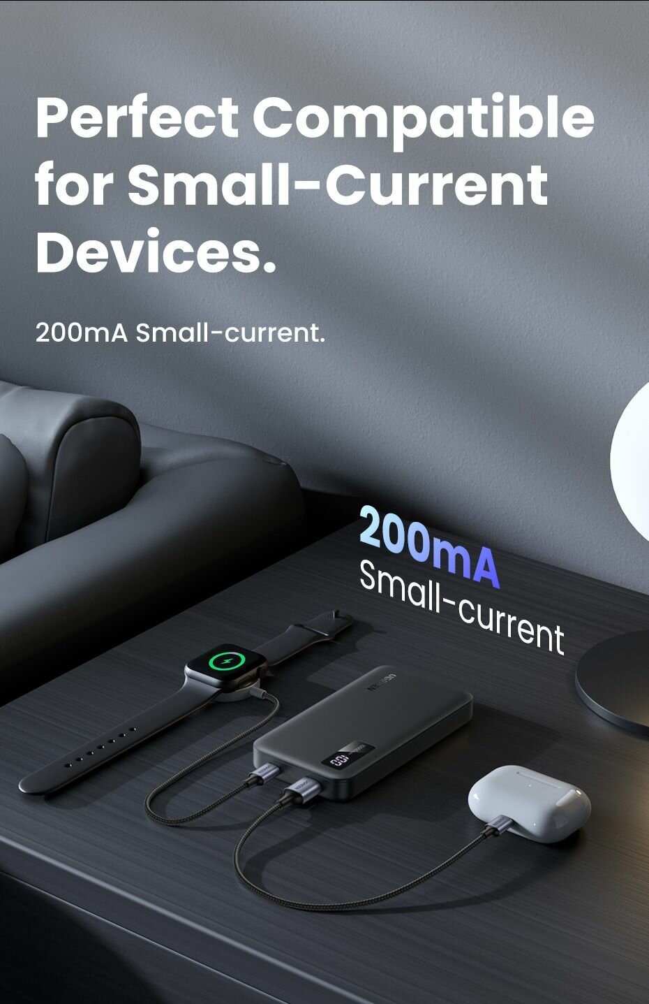 Внешний аккумулятор UGREEN PB311 (25742) 10000mAh Mini Quick Charging 20W Power Bank. Цвет: черный — фото 1