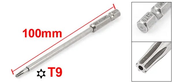 Uxcell магнитная отвертка Torx T6 T7 T8 T9 T10 T15 T25 T30 100 мм, T9