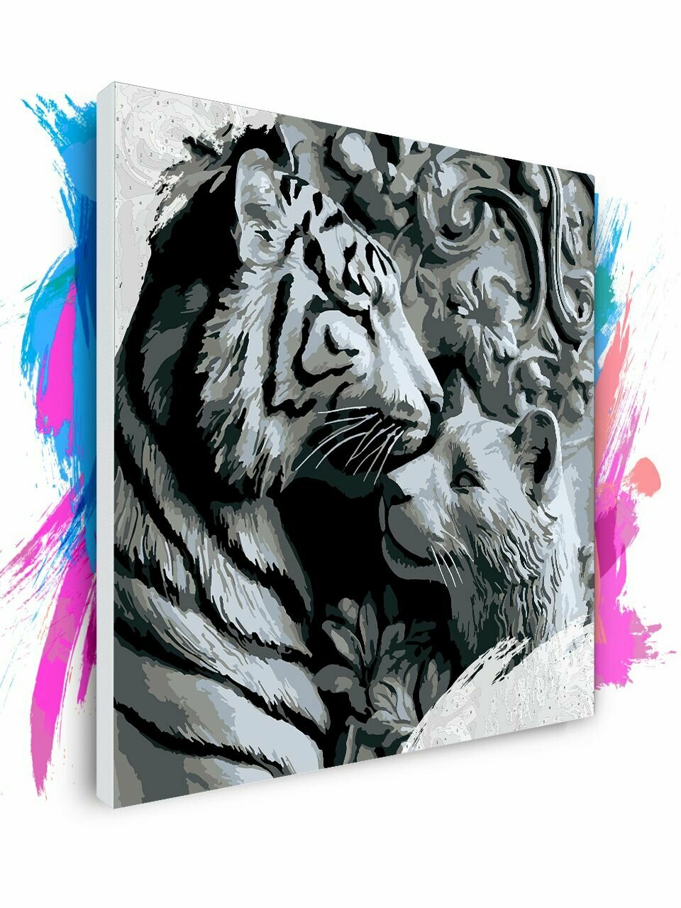 Картина по номерам на холсте Кошки барельеф 120 х 120 см