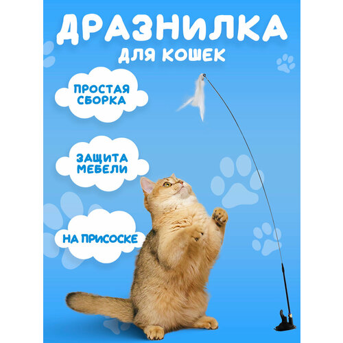 Дразнилка на присоске с пером, черный, 94 см