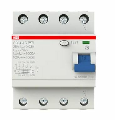 Устройство защитного отключения УЗО ABB F204 25A/30mA типа АС 2CSF204001R1250