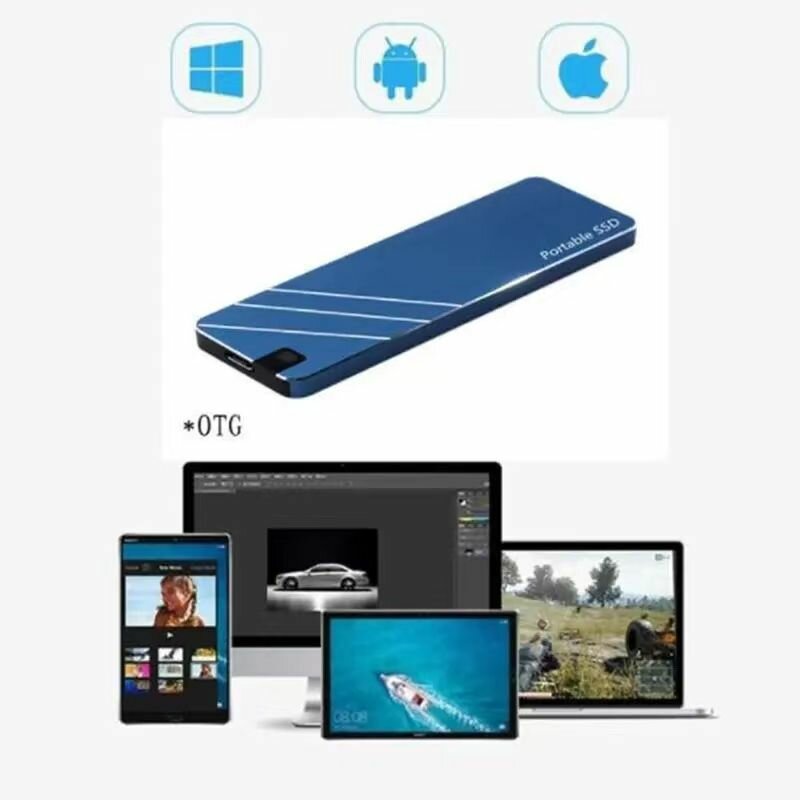 2 ТБ Внешний жесткий диск SSD, 2TB мобильный твердотельный накопитель, металлический корпус, ультракомпактный — фото 1