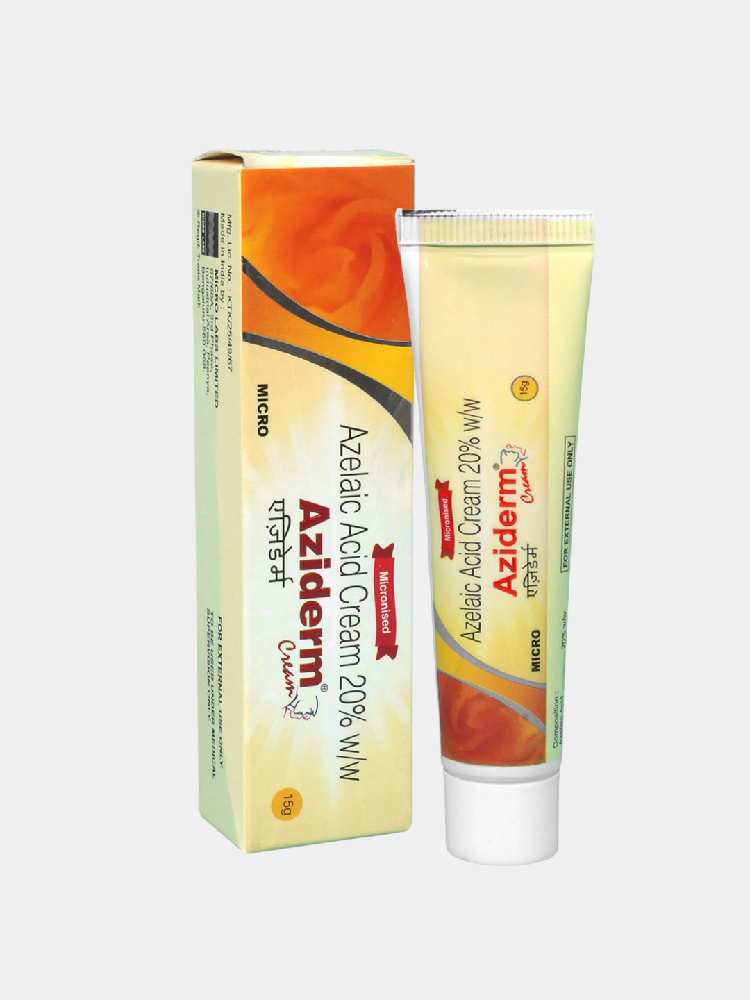 Aziderm крем с азелаиновой кислотой 20% от акне, пигментации и воспалений кожи, 15 г, Индия