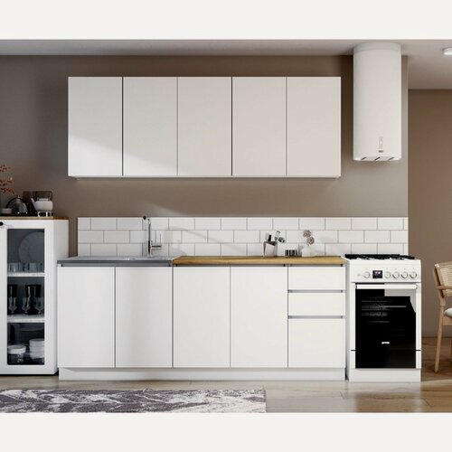 Изображение товара Кухонный гарнитур прямой «Зара», 2000×600 мм, ЛДСП, цвет белый