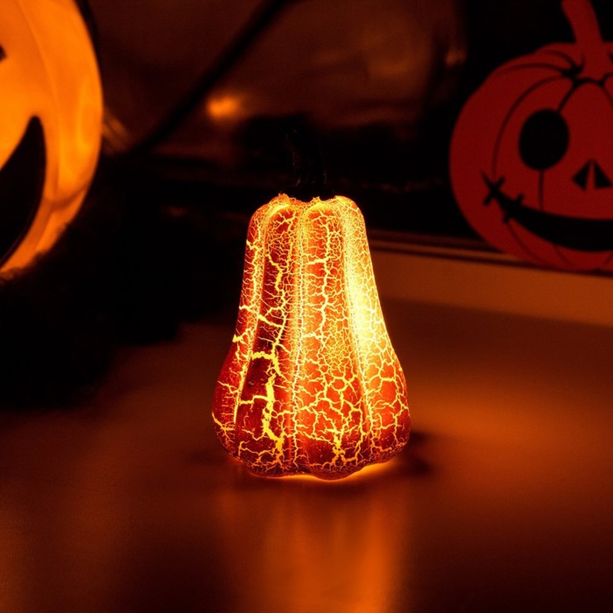 Светодиодная фигура «Тыква» 6 × 9 × 6 см пластик батарейки AG13х3 (в комплекте) свечение тёплое белое