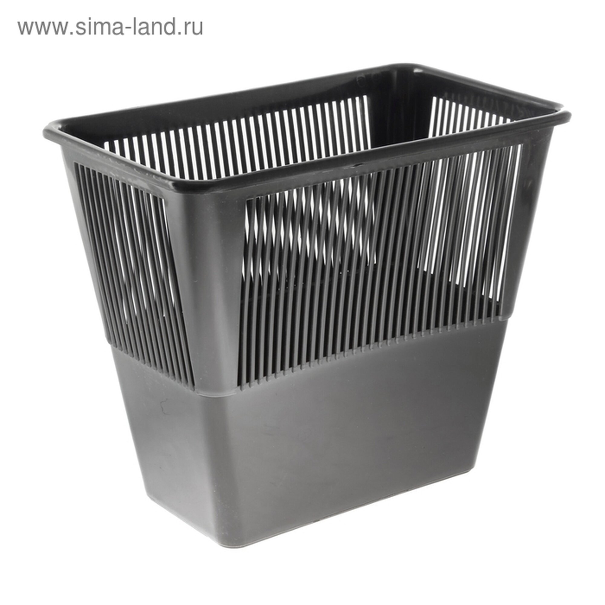 Корзина для бумаг и мусора Стамм 12 литров пластик сетчатая прямоугольная черная