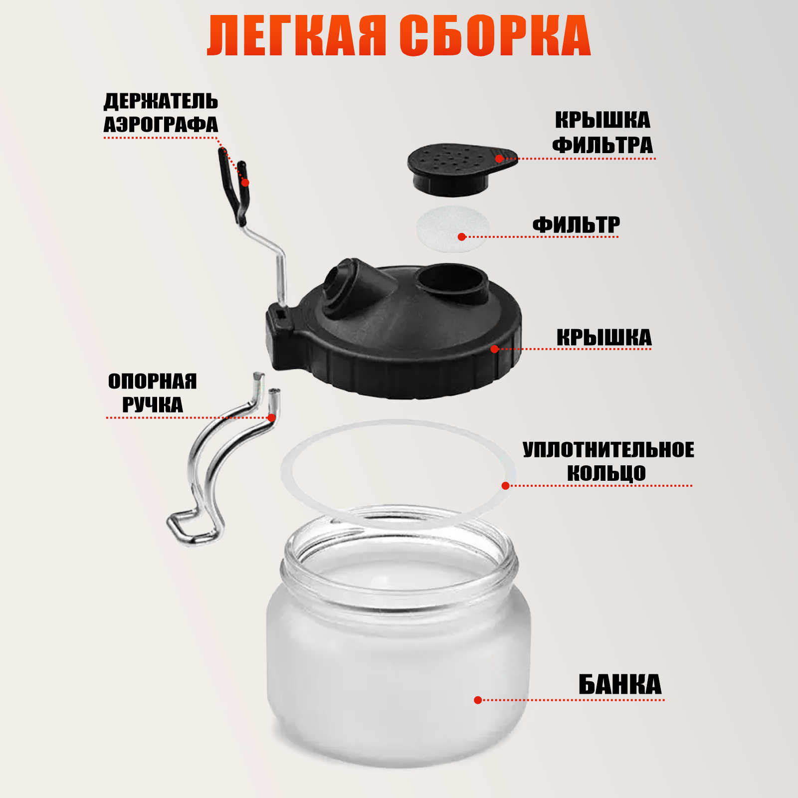 Набор для чистки аэрографа: банка-очиститель, игла, ершики — фото 1