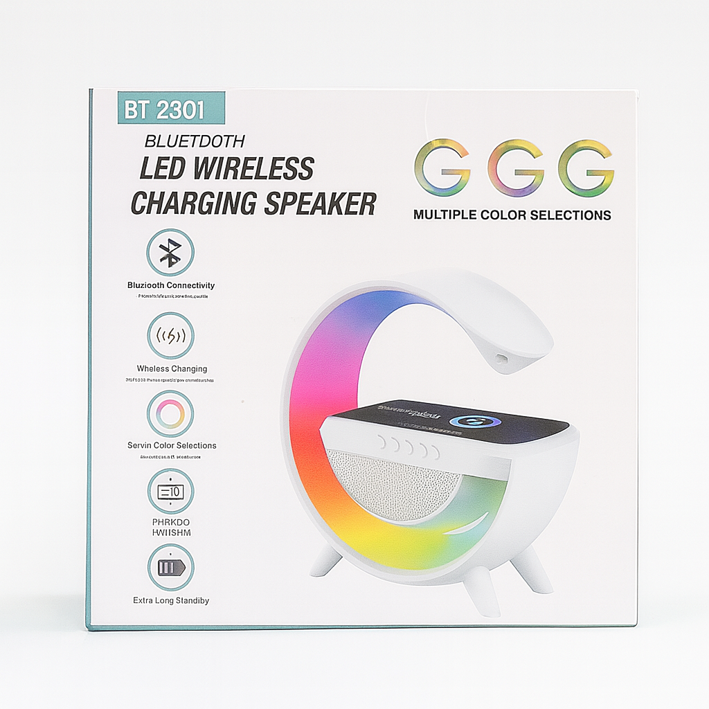 Беспроводная зарядка и колонка со встроенной лампой Led Wireless Charging Speaker, WHITE